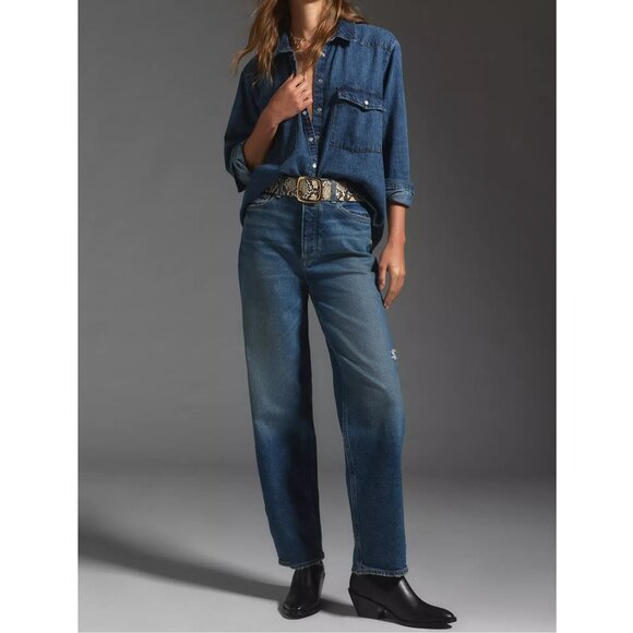 PAIGE Alexis High-Rise Barrel Jeans Lovejoy Distressed 27 - Picture 4 of 15